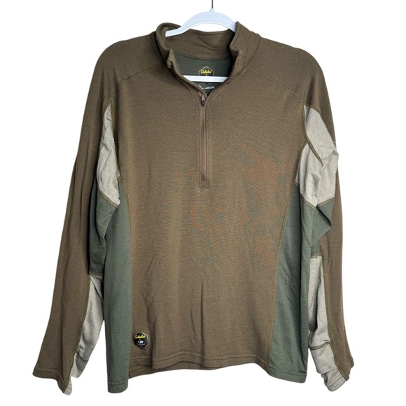 CABELA'S + ICEBREAKER MERINO Wool SIZE L WOMENS BROWN HALF-ZIP OUTDOOR PULLOVER - Picture 1 of 8